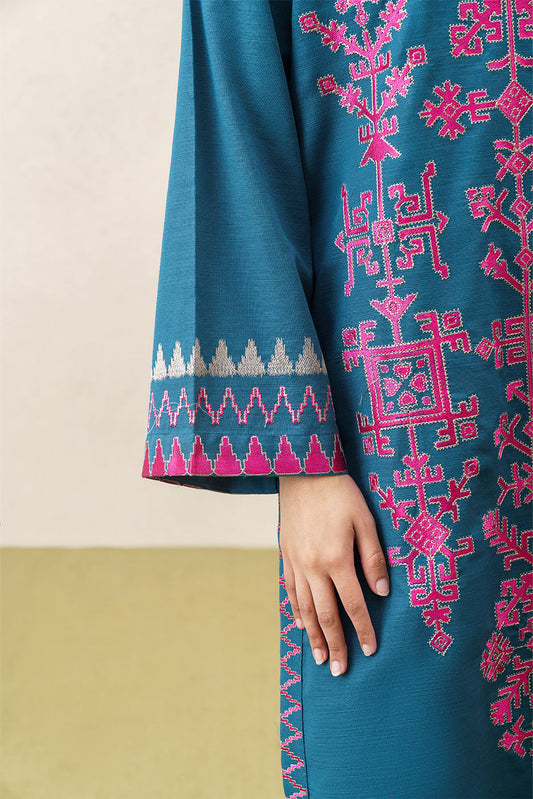 2 PIECE EMBROIDERED SLUB KHADDAR SUIT (PRET)