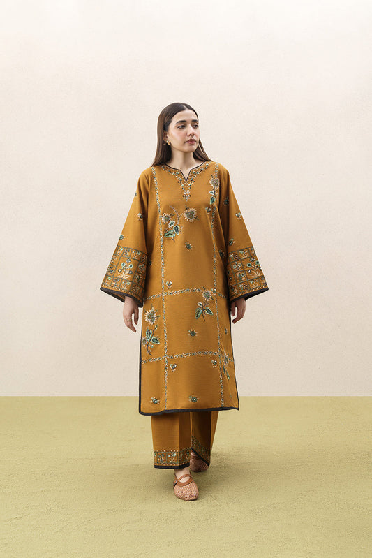 2 PIECE EMBROIDERED SLUB KHADDAR SUIT (PRET)