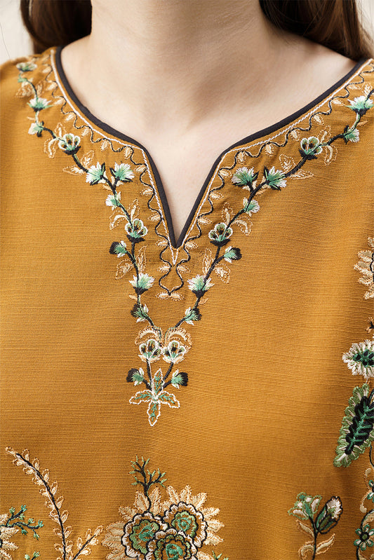 2 PIECE EMBROIDERED SLUB KHADDAR SUIT (PRET)