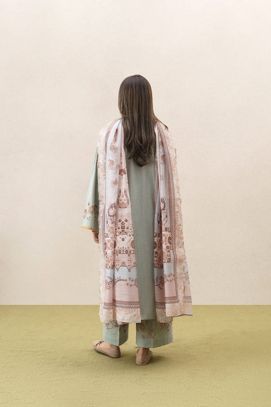 3 PIECE EMBROIDERED SLUB SUIT (PRET)