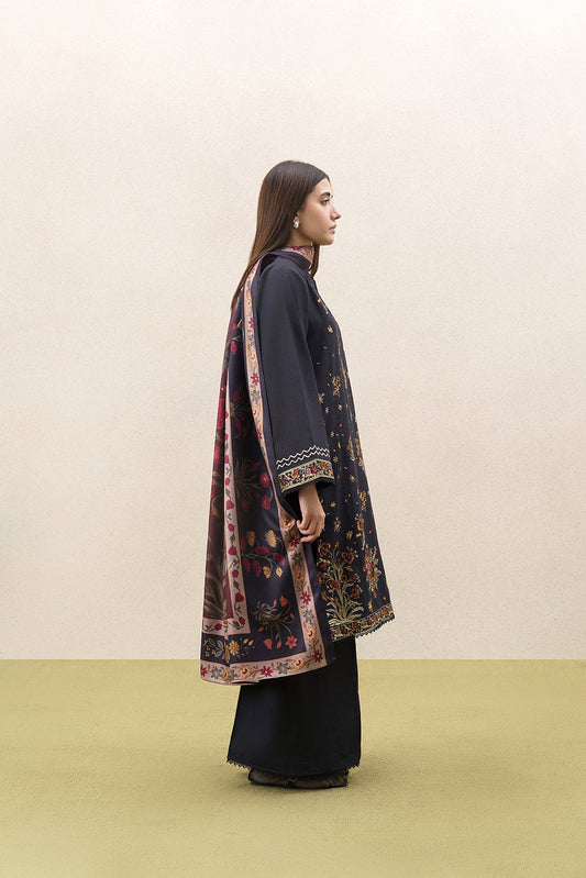 3 PIECE EMBROIDERED SLUB KHADDAR SUIT WITH SHAWL-SCARLET ORIGINS (UNSTITCHED)