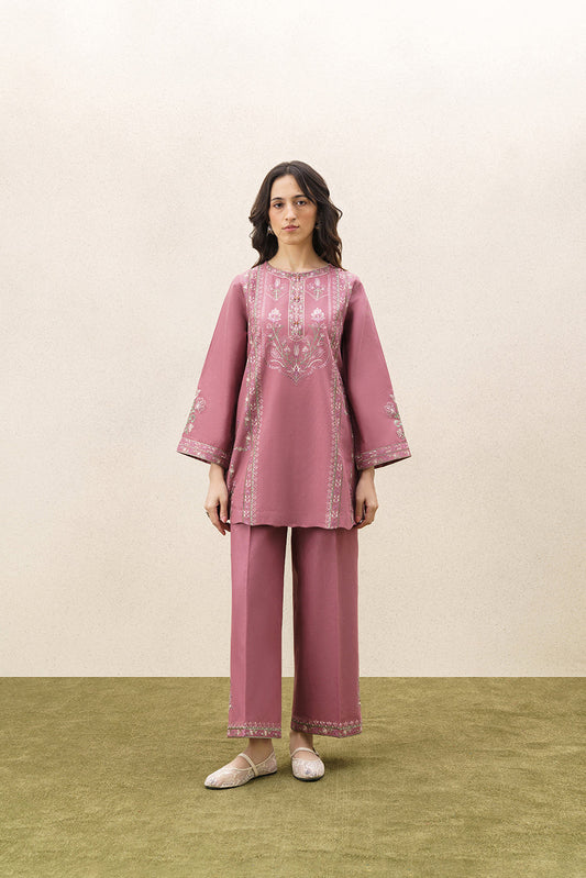 2 PIECE EMBROIDERED KHADDAR SUIT-HEATHER TAN (UNSTITCHED)