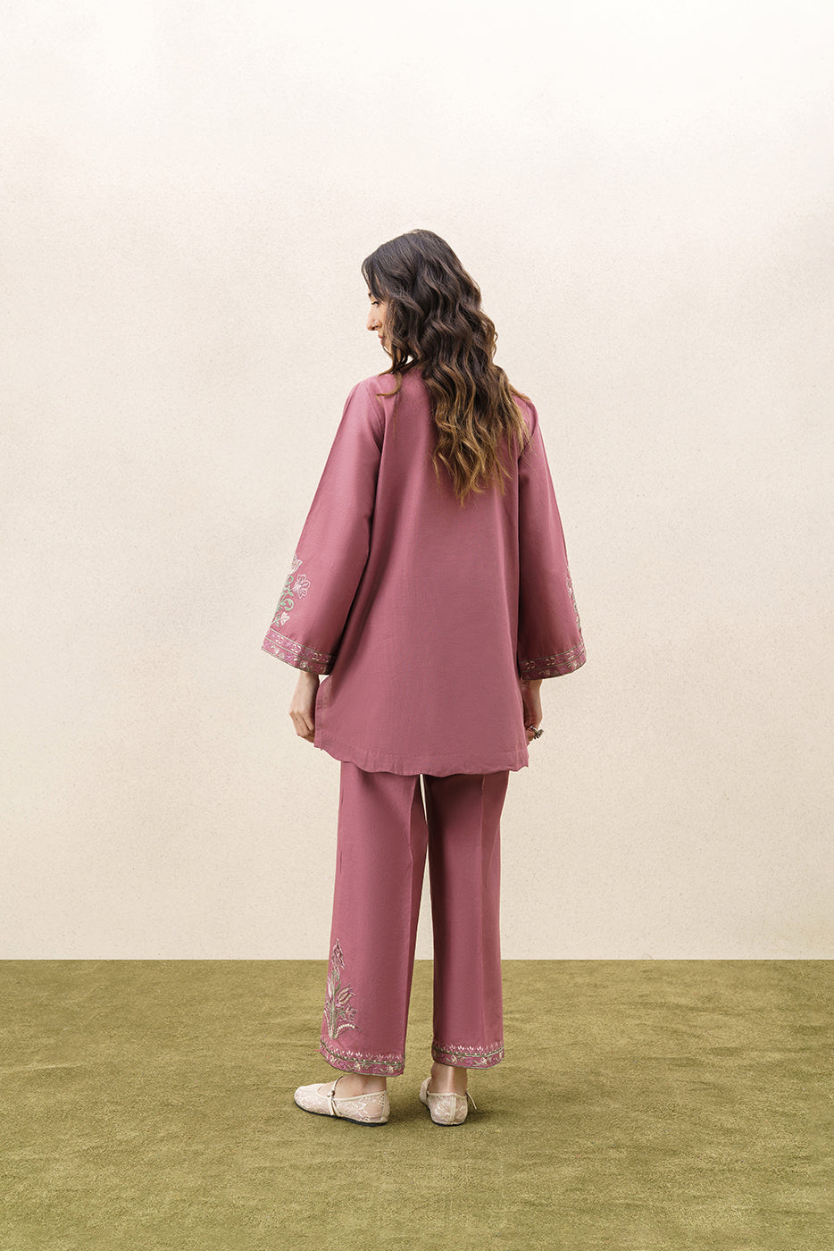 2 PIECE EMBROIDERED KHADDAR SUIT-HEATHER TAN (UNSTITCHED)