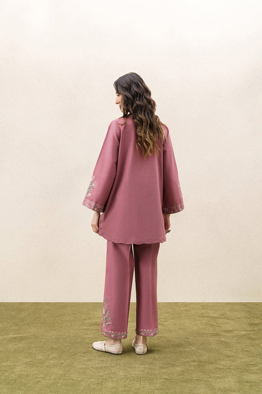 2 PIECE EMBROIDERED KHADDAR SUIT-HEATHER TAN (UNSTITCHED)