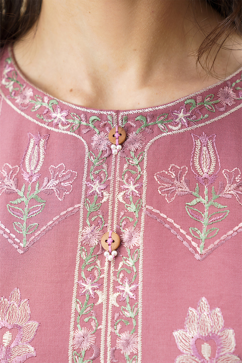 2 PIECE EMBROIDERED KHADDAR SUIT-HEATHER TAN (UNSTITCHED)