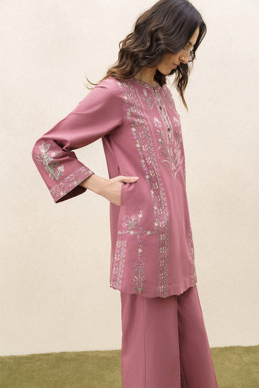 2 PIECE EMBROIDERED KHADDAR SUIT-HEATHER TAN (UNSTITCHED)