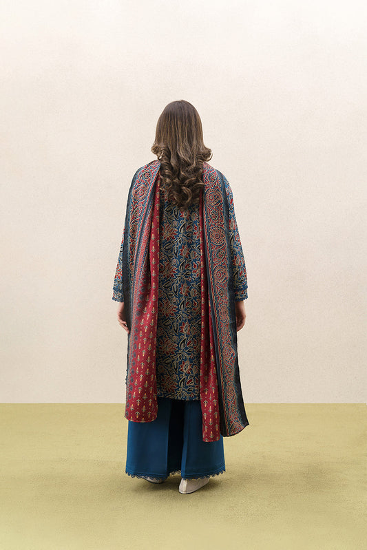 3 PIECE EMBROIDERED KHADDAR SUIT WITH SHAWL-BLOOMING MEADOW (UNSTITCHED)