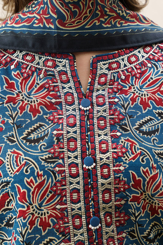 3 PIECE EMBROIDERED KHADDAR SUIT WITH SHAWL-BLOOMING MEADOW (UNSTITCHED)