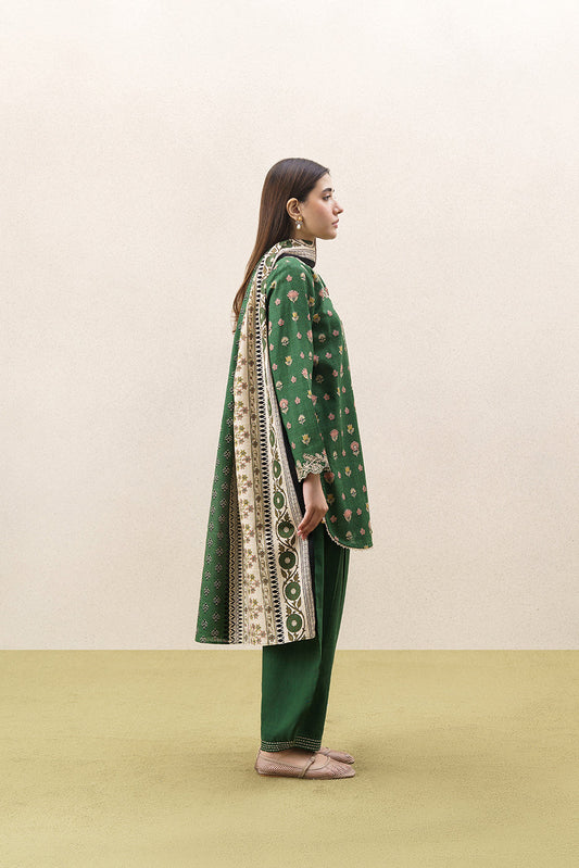 3 PIECE EMBROIDERED KHADDAR SUIT-BASIL MEADOW (UNSTITCHED)