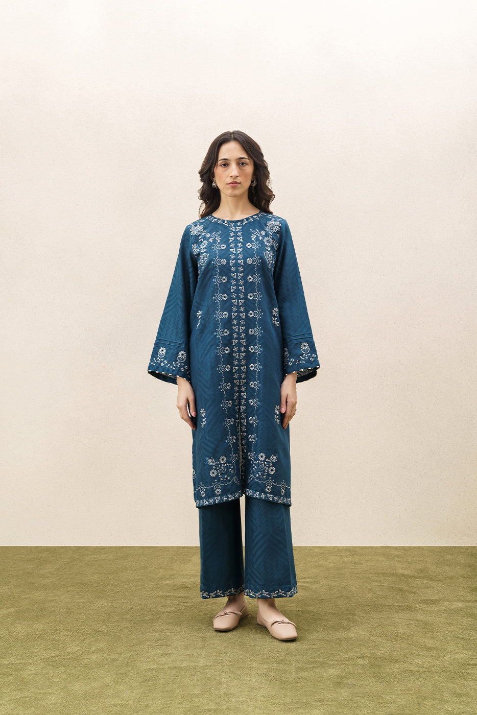 2 PIECE EMBROIDERED SELF JACQUARD SUIT-EARTH ENCHANT (UNSTITCHED)