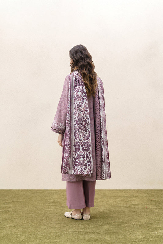 3 PIECE EMBROIDERED KHADDAR SUIT-FROSTED ROSE (UNSTITCHED)