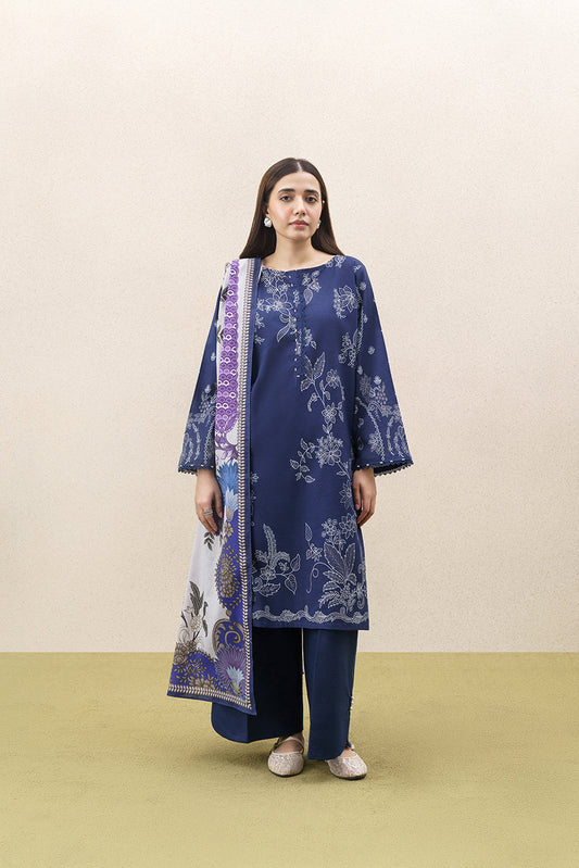 3 PIECE PRINTED KHADDAR SUIT-BLUE REVERIE (UNSTITCHED)