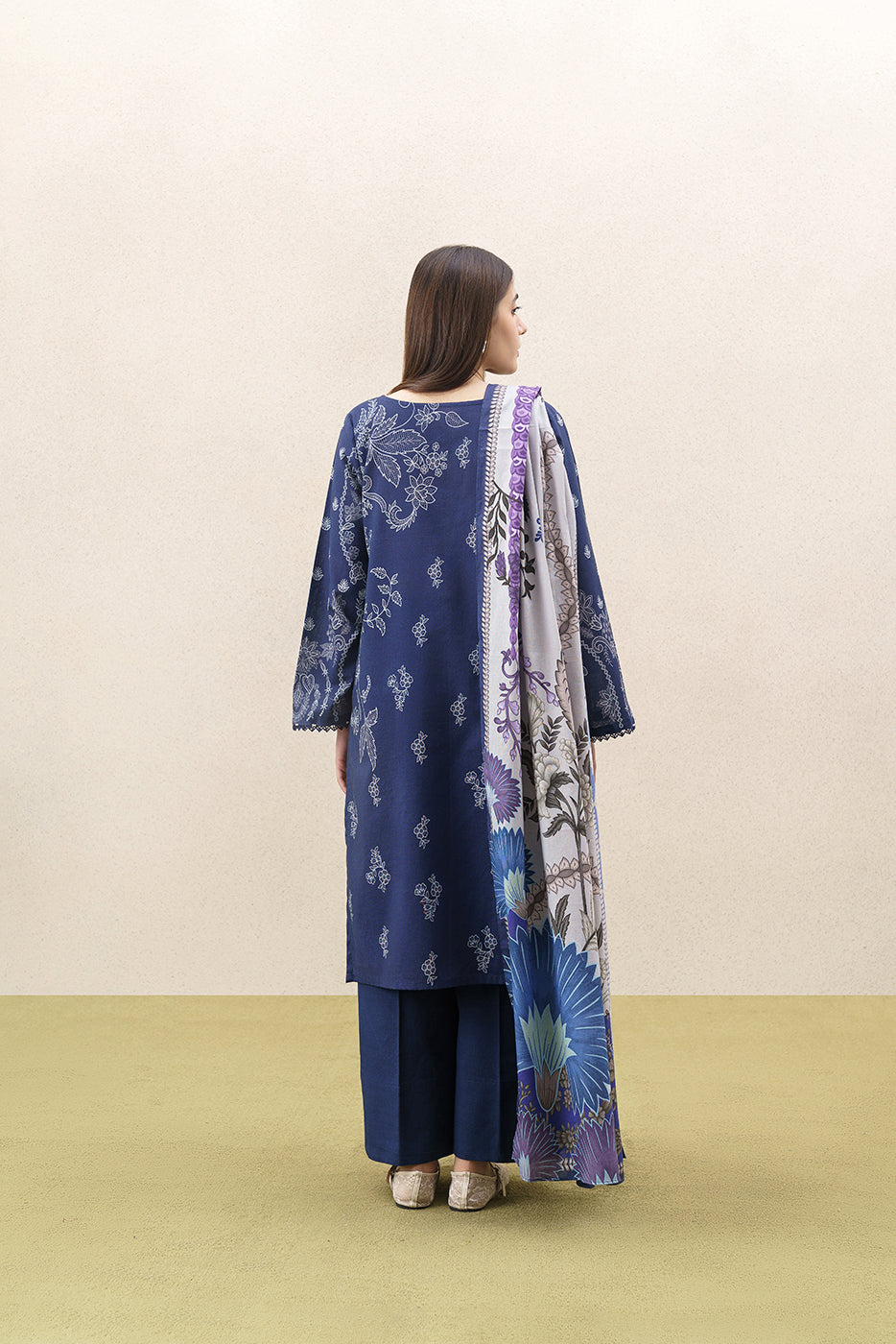 3 PIECE PRINTED KHADDAR SUIT-BLUE REVERIE (UNSTITCHED)