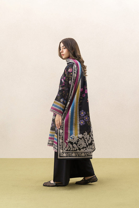 3 PIECE PRINTED SLUB KHADDAR SUIT-RAVEN BLOOM (UNSTITCHED)