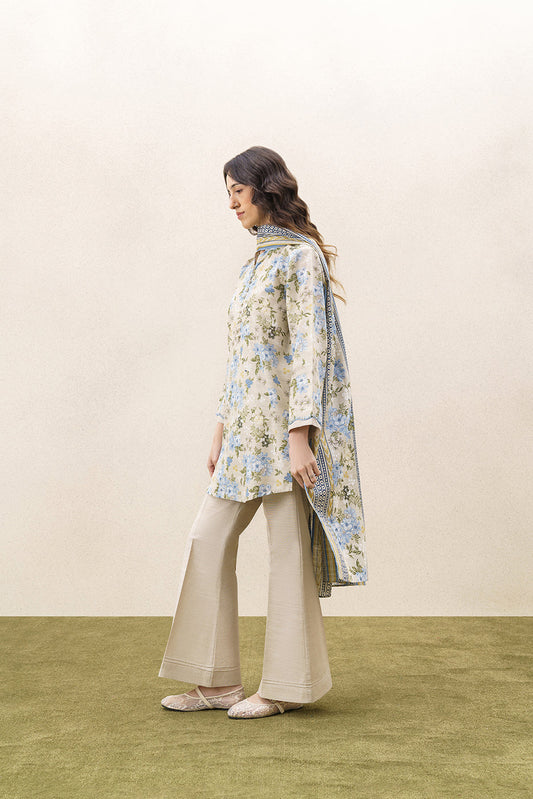 3 PIECE PRINTED KHADDAR SUIT-AQUA ESSENCE (UNSTITCHED)