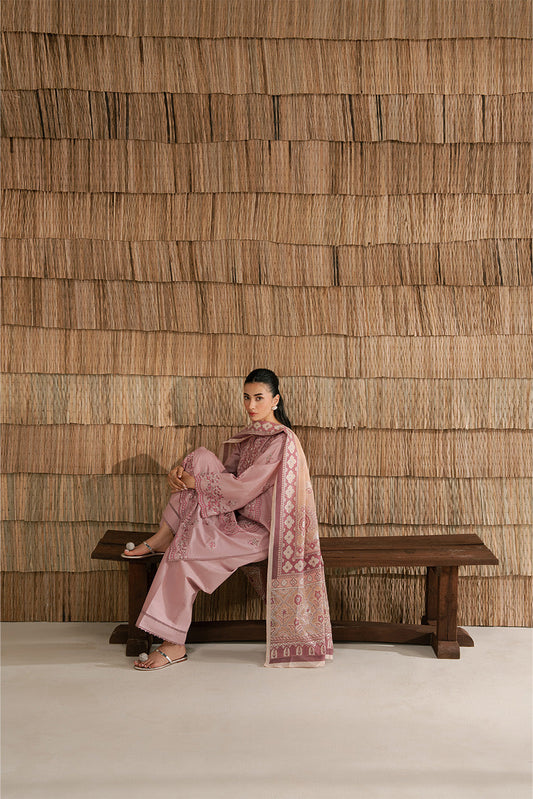 3 PIECE EMBROIDERED LAWN SUIT-PINK ALLURE (UNSTITCHED)