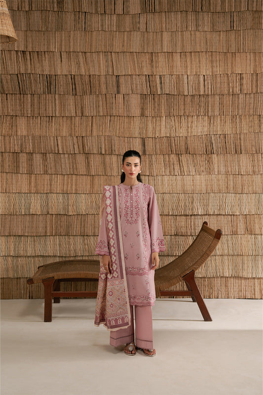 3 PIECE EMBROIDERED LAWN SUIT-PINK ALLURE (UNSTITCHED)