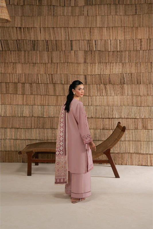 3 PIECE EMBROIDERED LAWN SUIT-PINK ALLURE (UNSTITCHED)