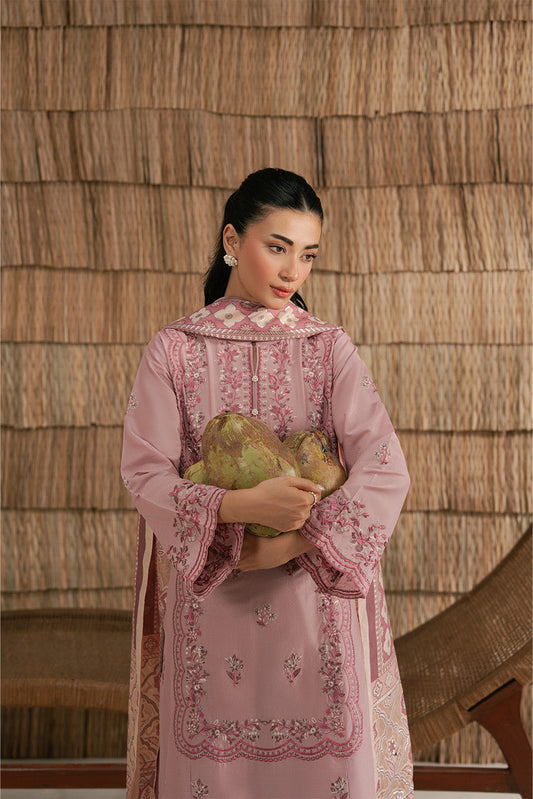 3 PIECE EMBROIDERED LAWN SUIT-PINK ALLURE (UNSTITCHED)