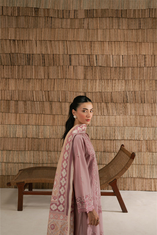 3 PIECE EMBROIDERED LAWN SUIT-PINK ALLURE (UNSTITCHED)