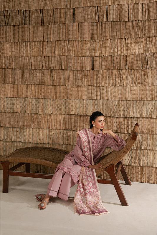 3 PIECE EMBROIDERED LAWN SUIT-PINK ALLURE (UNSTITCHED)