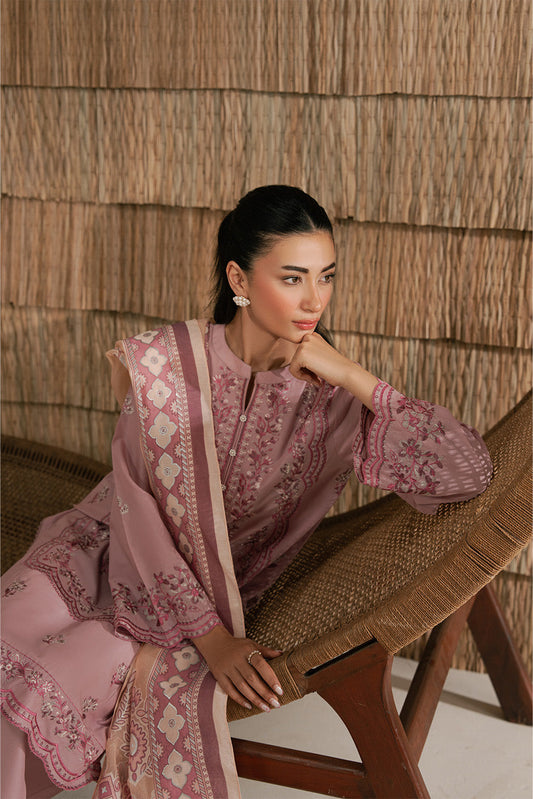 3 PIECE EMBROIDERED LAWN SUIT-PINK ALLURE (UNSTITCHED)