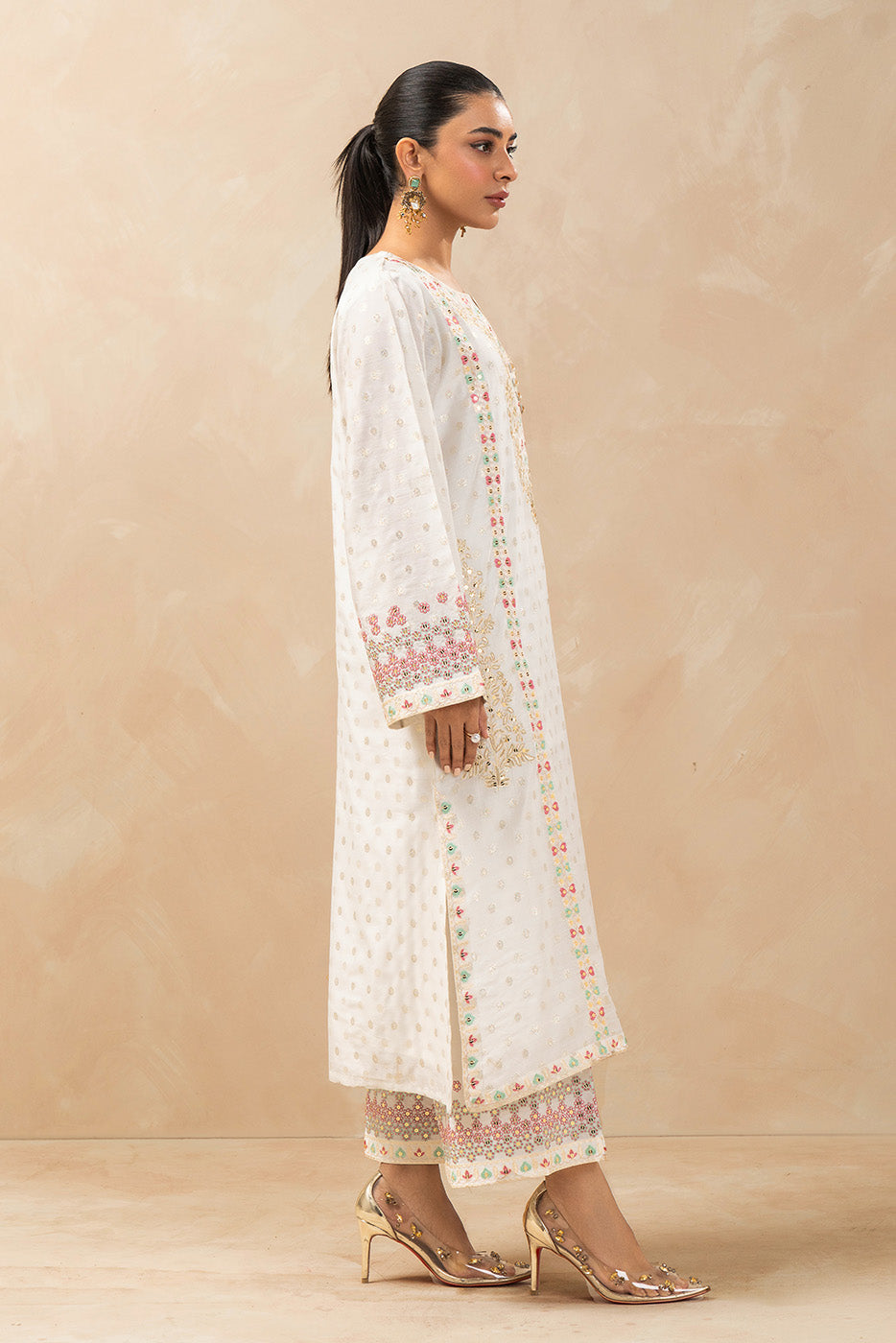 2 PIECE EMBROIDERED LUREX JACQUARD SUIT (LUXURY-PRET)