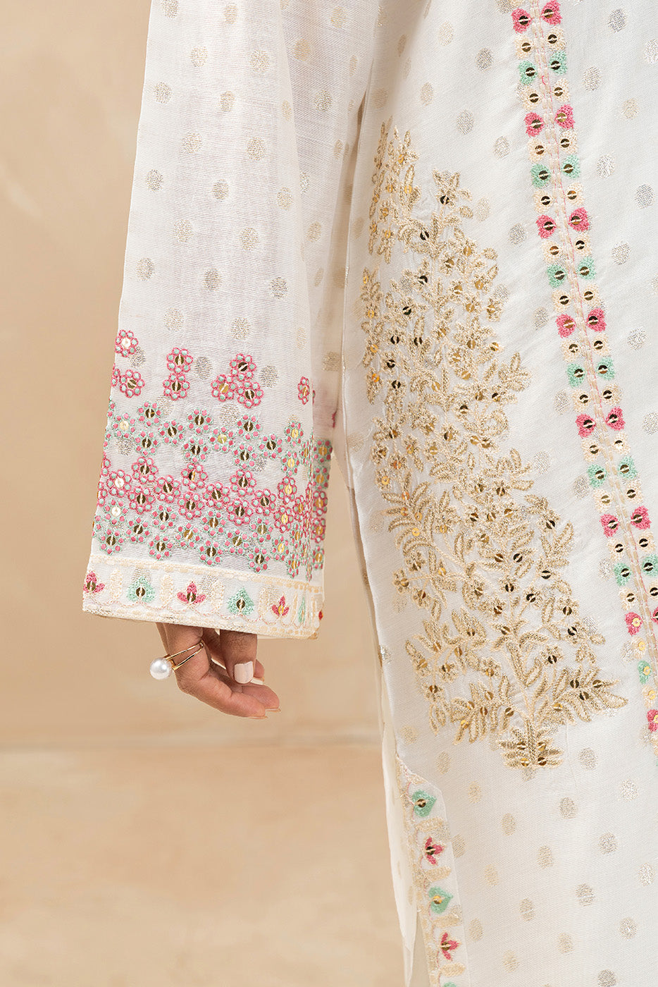 2 PIECE EMBROIDERED LUREX JACQUARD SUIT (LUXURY-PRET)