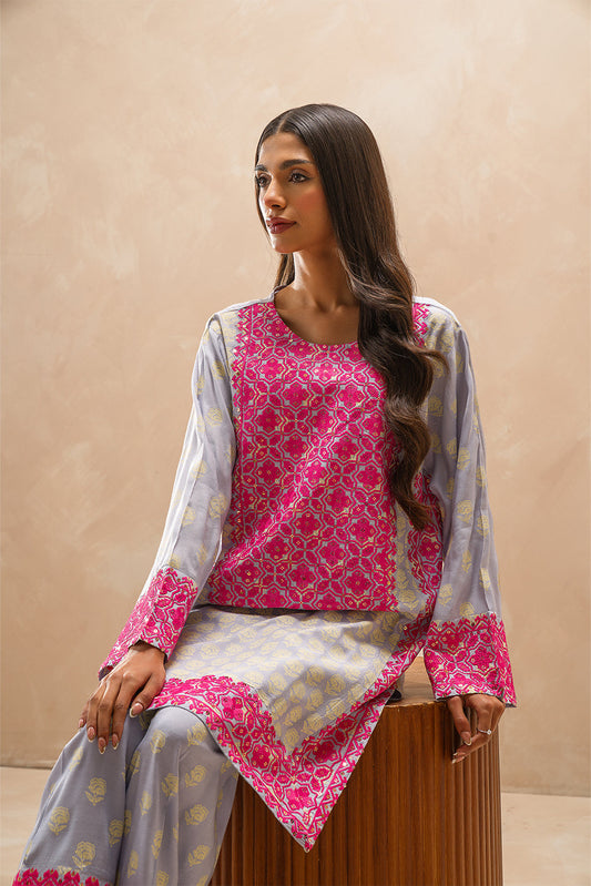 2 PIECE EMBROIDERED SILK SUIT (LUXURY-PRET)