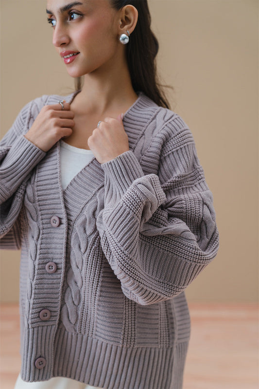 CABLE-KNIT CARDIGAN