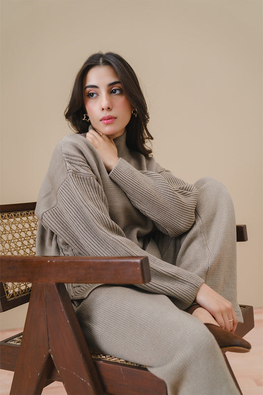 MOCK NECK CABLE-KNIT PULLOVER