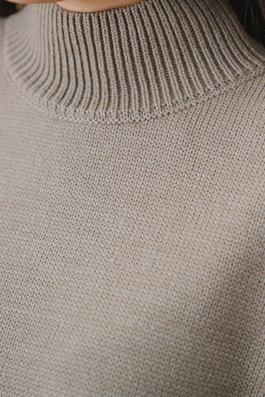 MOCK NECK CABLE-KNIT PULLOVER