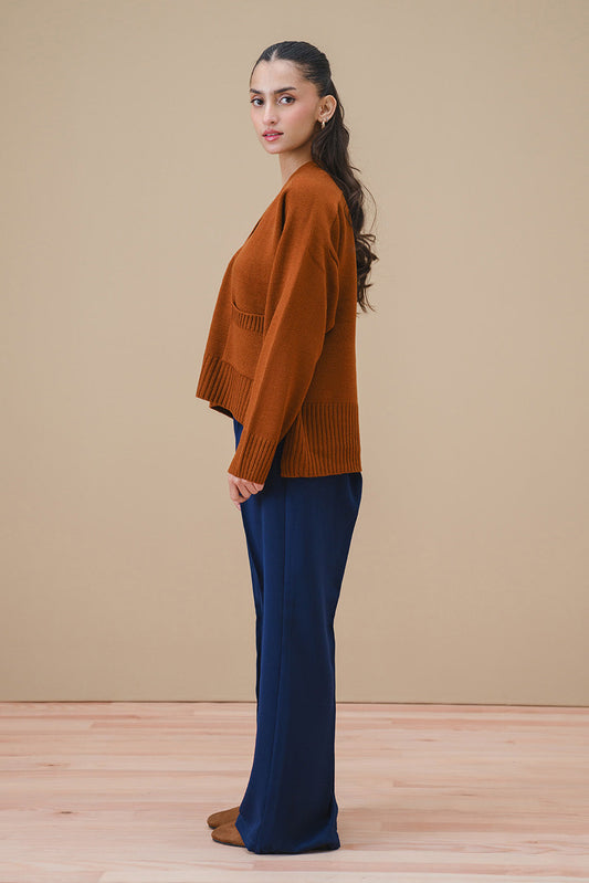 V-NECK CROPPED CARDIGAN