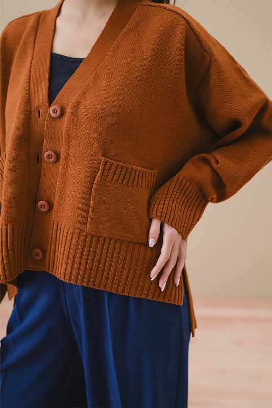 V-NECK CROPPED CARDIGAN