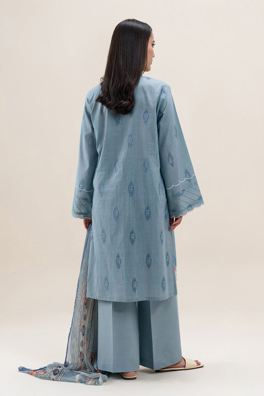 2 PIECE EMBROIDERED LAWN SUIT-AQUA ICE (UNSTITCHED)