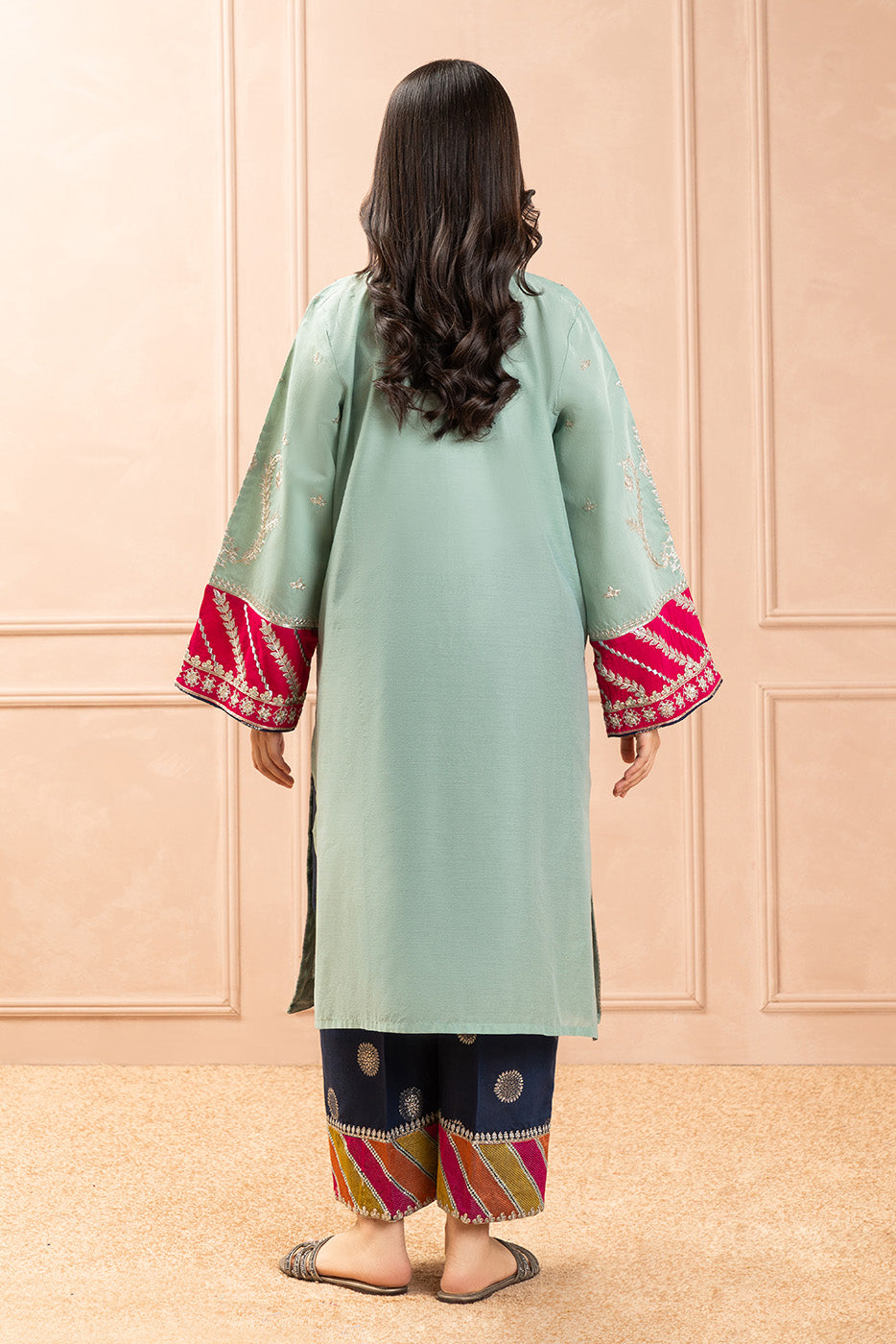 2 PIECE EMBROIDERED TWO TONE SUIT (LUXURY PRET)