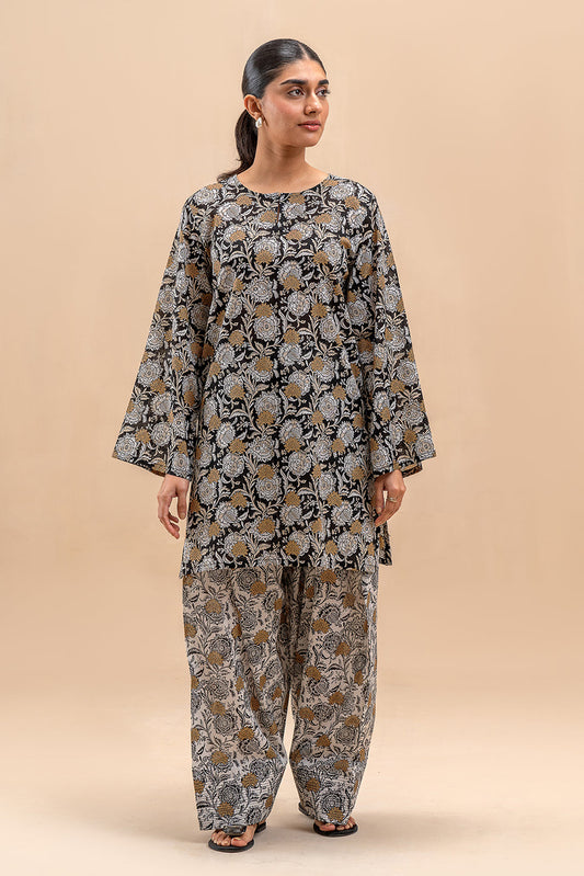 2 PIECE PRINTED LAWN SUIT-RAVEN GRACE (UNSTITCHED)