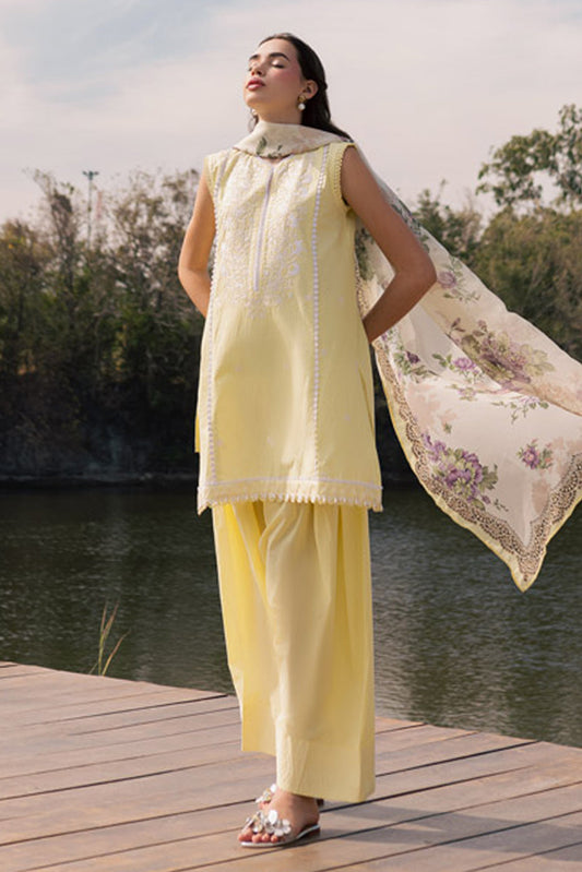 3 PIECE EMBROIDERED LAWN SUIT-LIME CHARM (UNSTITCHED)