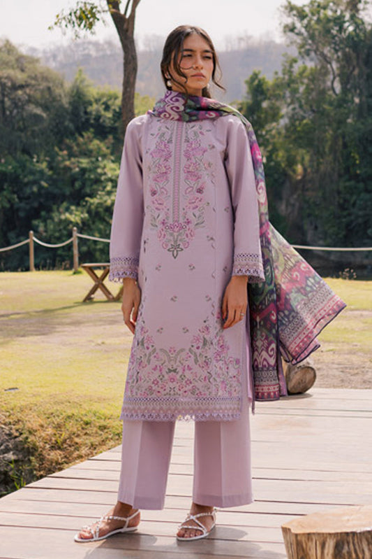 3 PIECE EMBROIDERED LAWN SUIT-LAVENDER GLARE (UNSTITCHED)