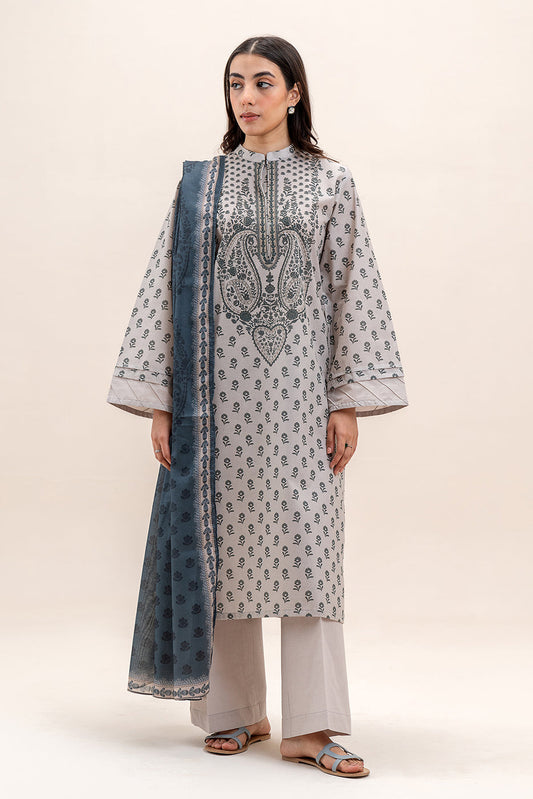 3 PIECE PRINTED LAWN SUIT-SERENE GLAM (UNSTITCHED)