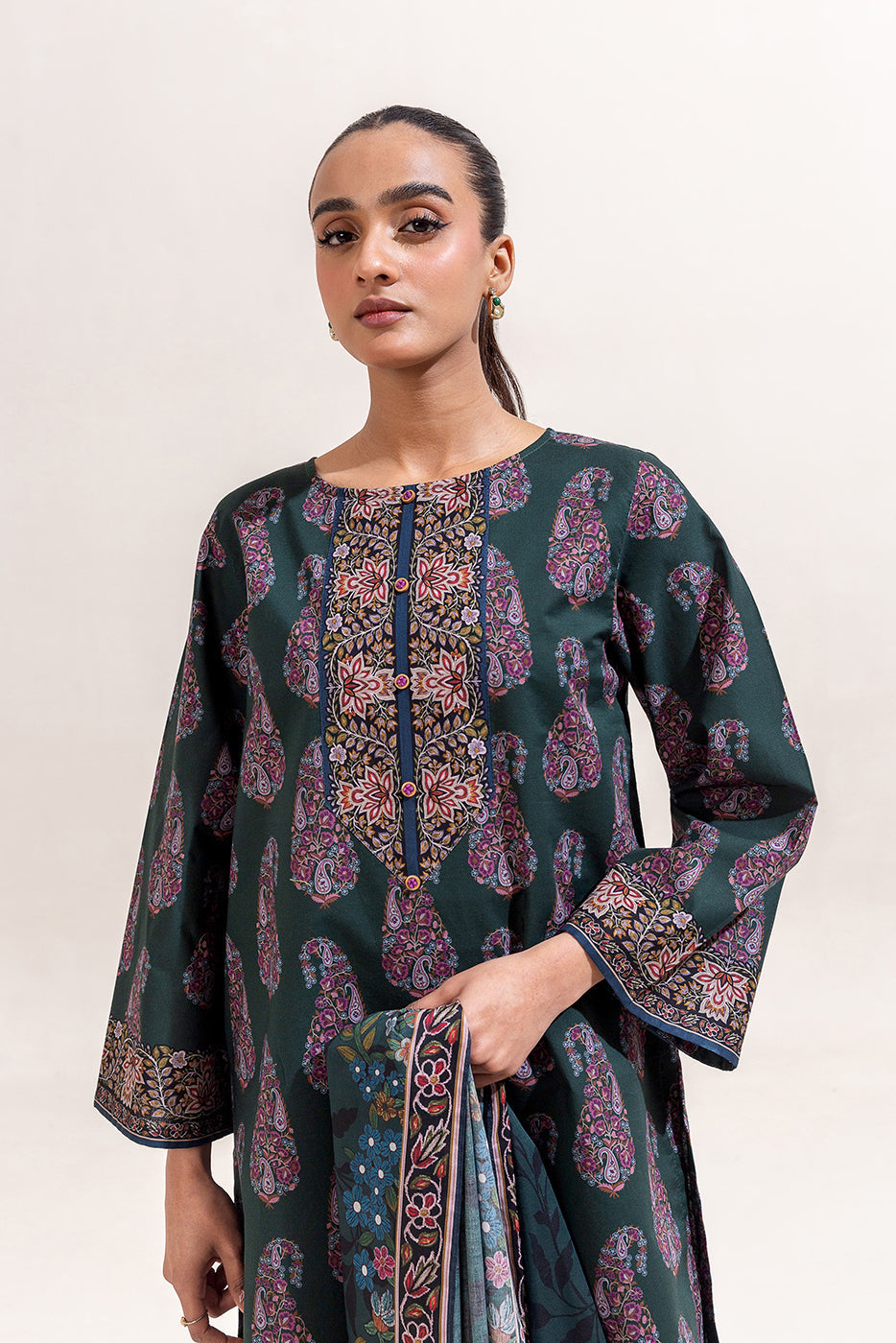 3 PIECE PRINTED LAWN SUIT-BOANICAL GARDEN (UNSTITCHED)