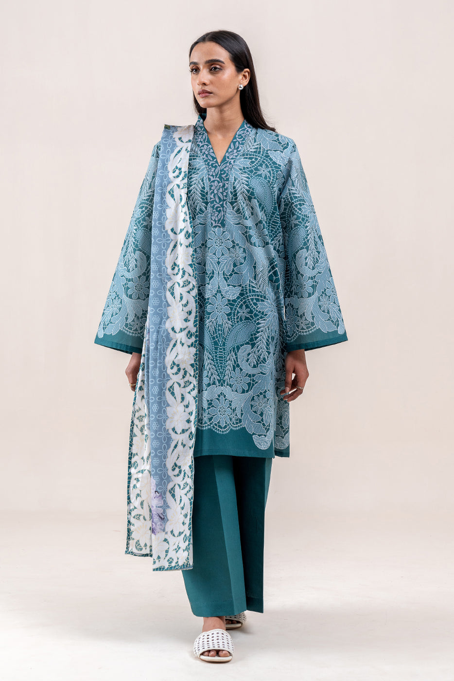 3 PIECE PRINTED LAWN SUIT-TRAPICHE EMERALD (UNSTITCHED)