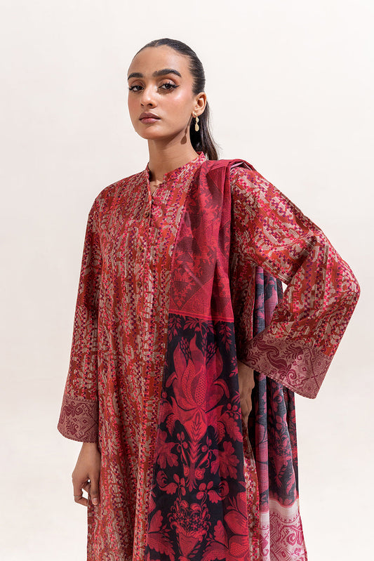 3 PIECE PRINTED LAWN SUIT-SCARLET RIME (UNSTITCHED)