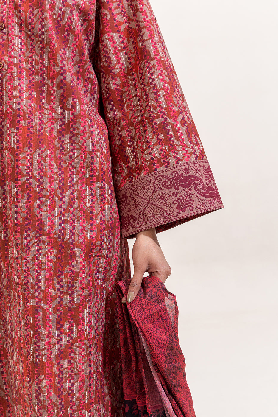 3 PIECE PRINTED LAWN SUIT-SCARLET RIME (UNSTITCHED)