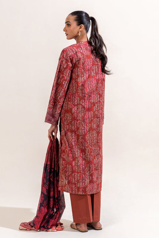 3 PIECE PRINTED LAWN SUIT-SCARLET RIME (UNSTITCHED)