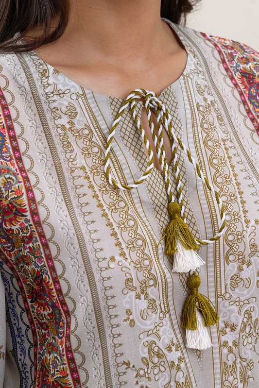 3 PIECE PRINTED LAWN SUIT-SILVER GLEAM (UNSTITCHED)