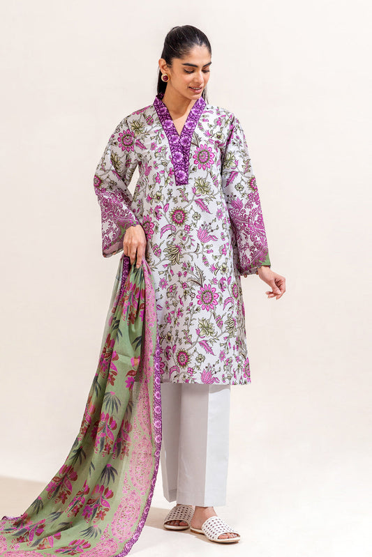 3 PIECE PRINTED LAWN SUIT-MYSTERY GARDEN (UNSTITCHED)