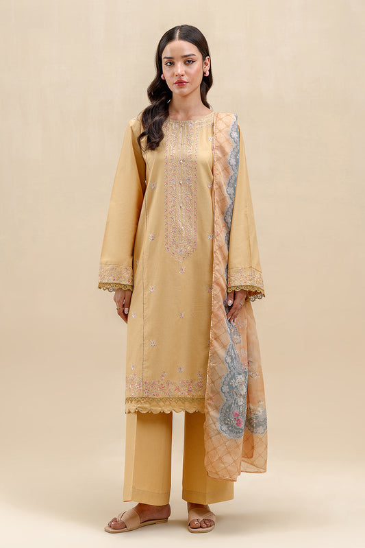 3 PIECE EMBROIDERED LAWN SUIT-GARDENIA HAZE (UNSTITCHED)