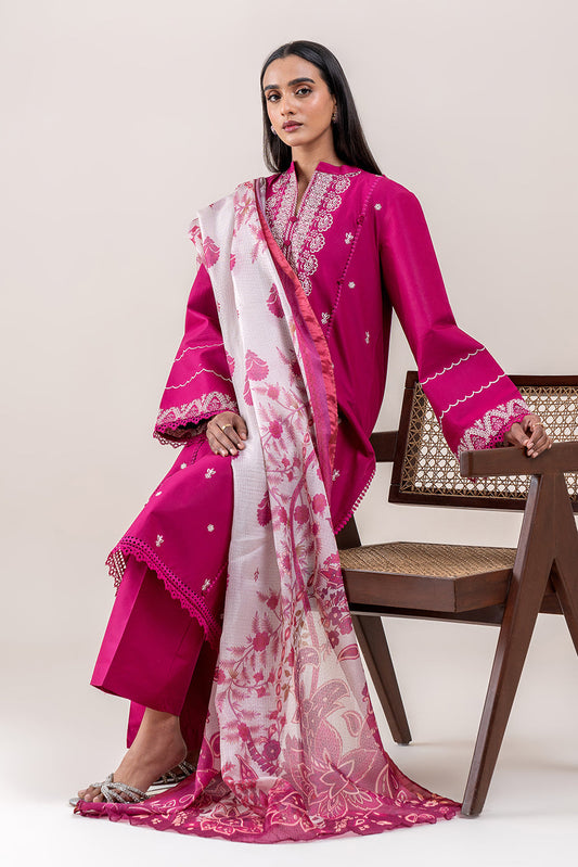 3 PIECE EMBROIDERED LAWN SUIT-FUSVHIA FROST (UNSTITCHED)