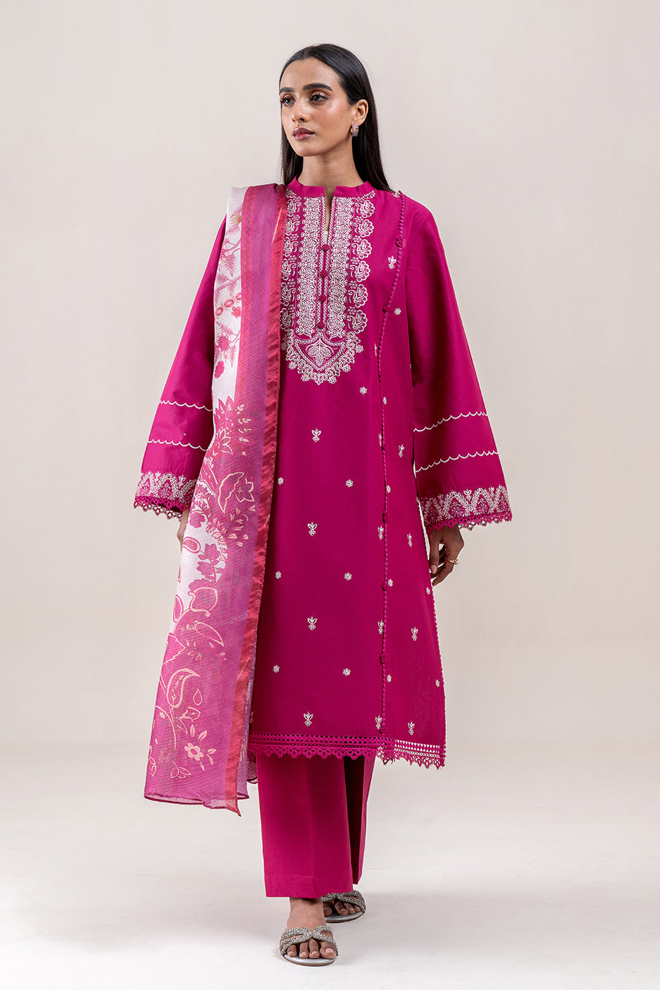 3 PIECE EMBROIDERED LAWN SUIT-FUSVHIA FROST (UNSTITCHED)